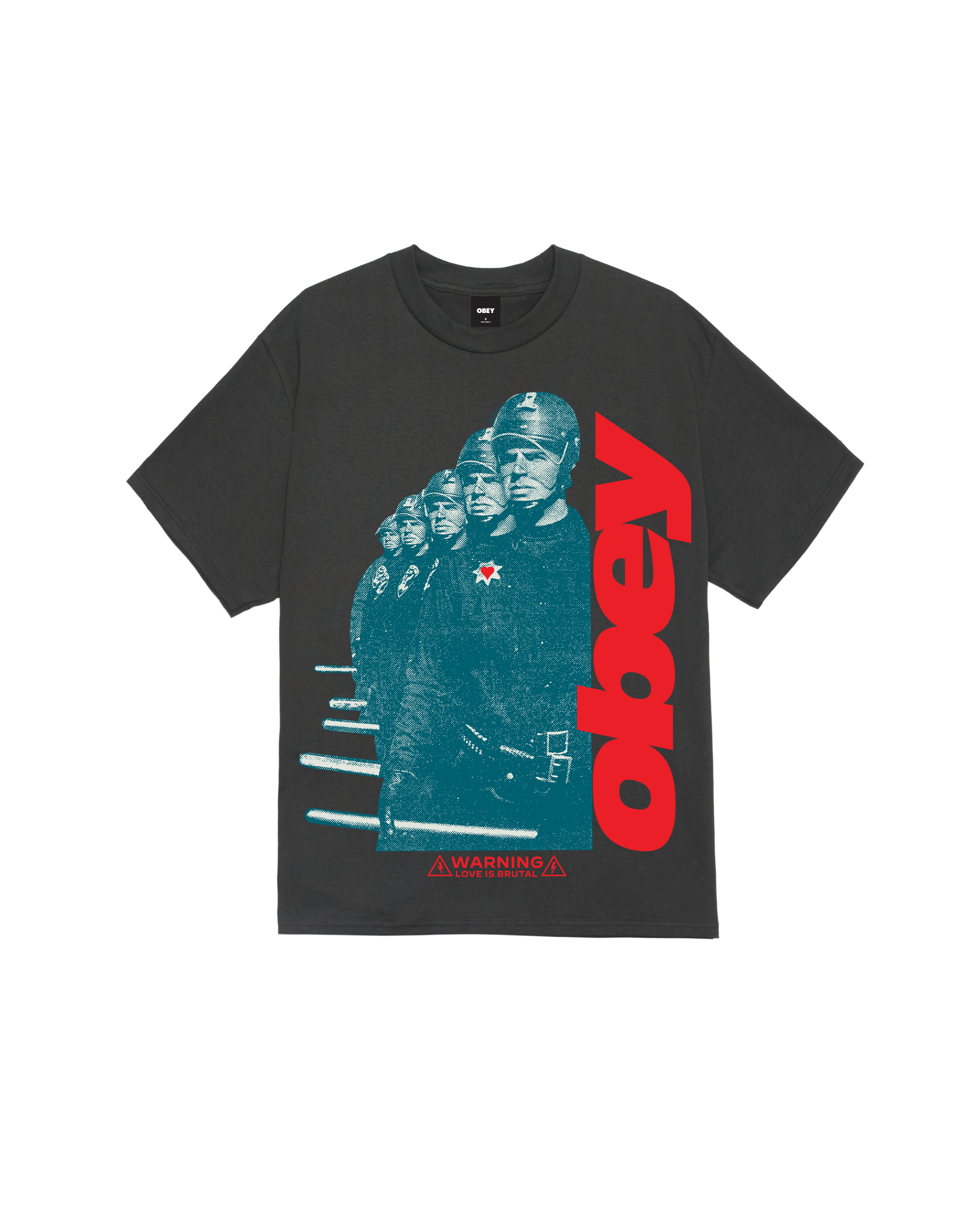 Obey Love Is Brutal T-Shirt Vintage Black Herren Shirt Print schwarz